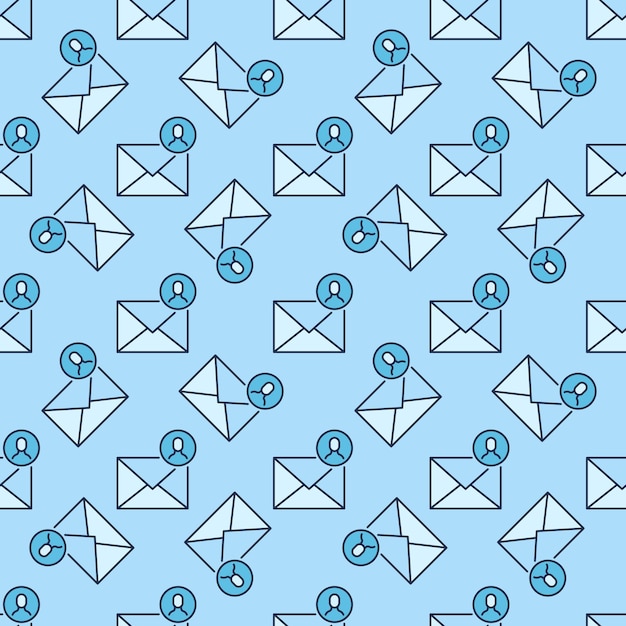 circle with man and envelope vector colored seamless pattern