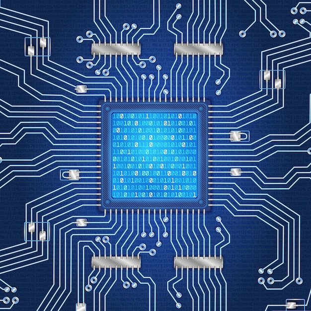 circuit board background cpu microchip abstract conductor scheme and other circuit components