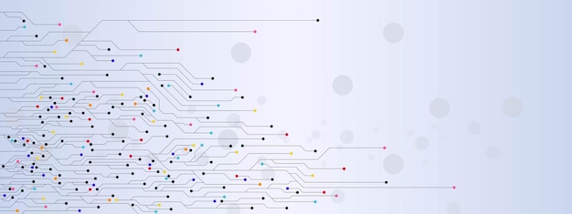 Circuit board technology with colorful dots Electronic system and futuristic hitech concept