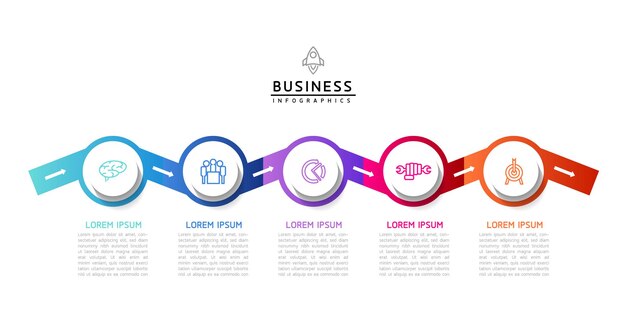 Circular Connection Steps business Infographic Template with 5 Element