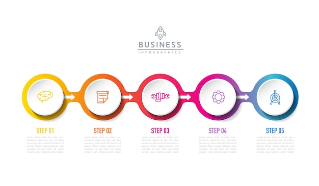 Circular Connection Steps business Infographic Template with 5 Element