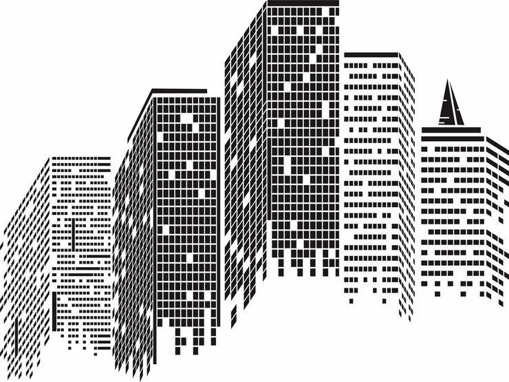 Vector city building silhouette