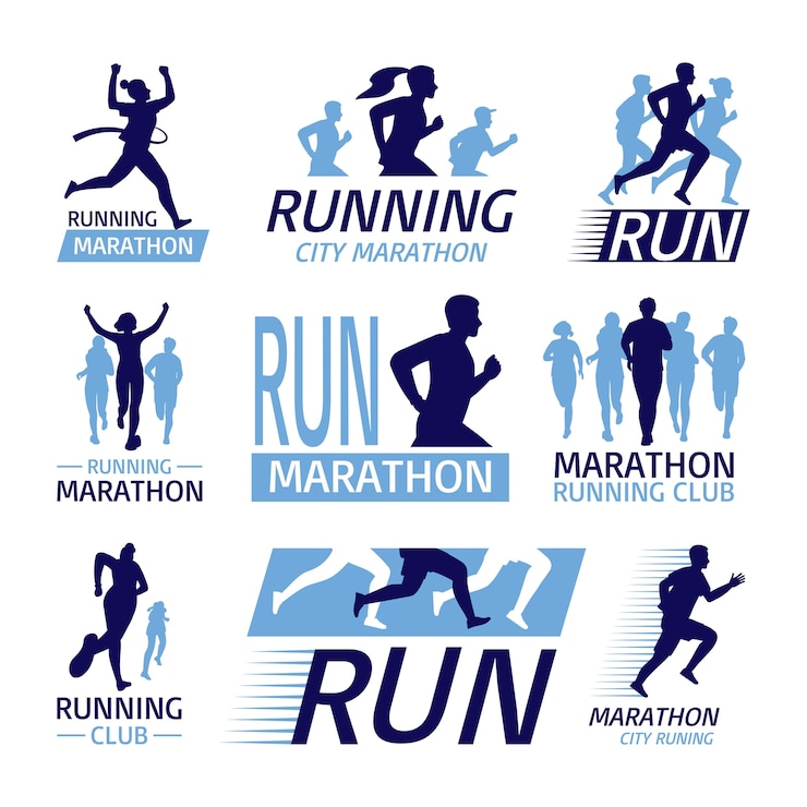Vector city marathon compositions in flat design