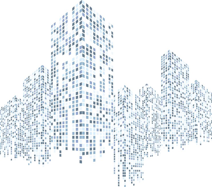 Cityscape on white background Building perspective Modern building in the city skyline city silhouette city skyscrapers Business center Vector illustration in flat design