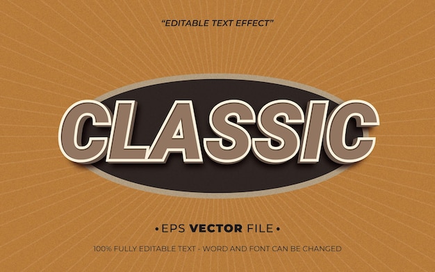 Classic 3d text effect editable vector