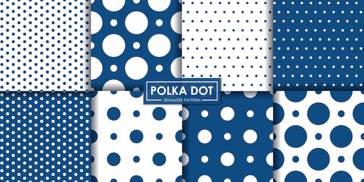 Vector classic blue polkadot seamless pattern collection