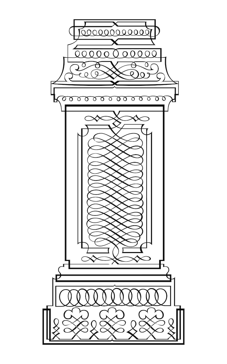 Vector classic carved architectural pillars line art
