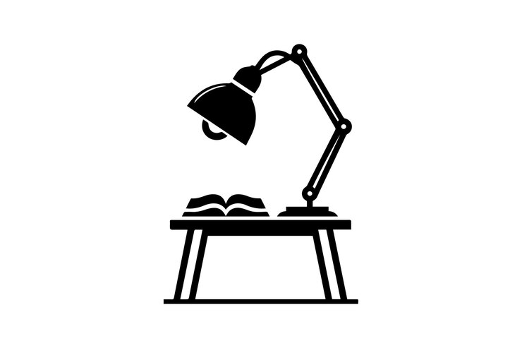 Vector classic desk table lamp vector illustration silhouette