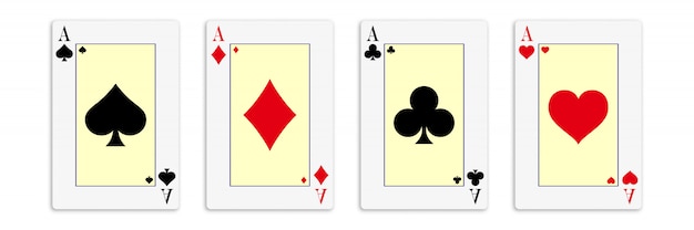 Classic four aces on white background.