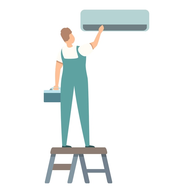 Clean air conditioner icon cartoon vector Repair house Service home