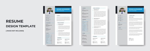 clean  minimal resume or cv design template in vector format