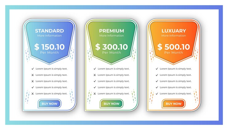 Clean simple minimalist pricing table plan template design
