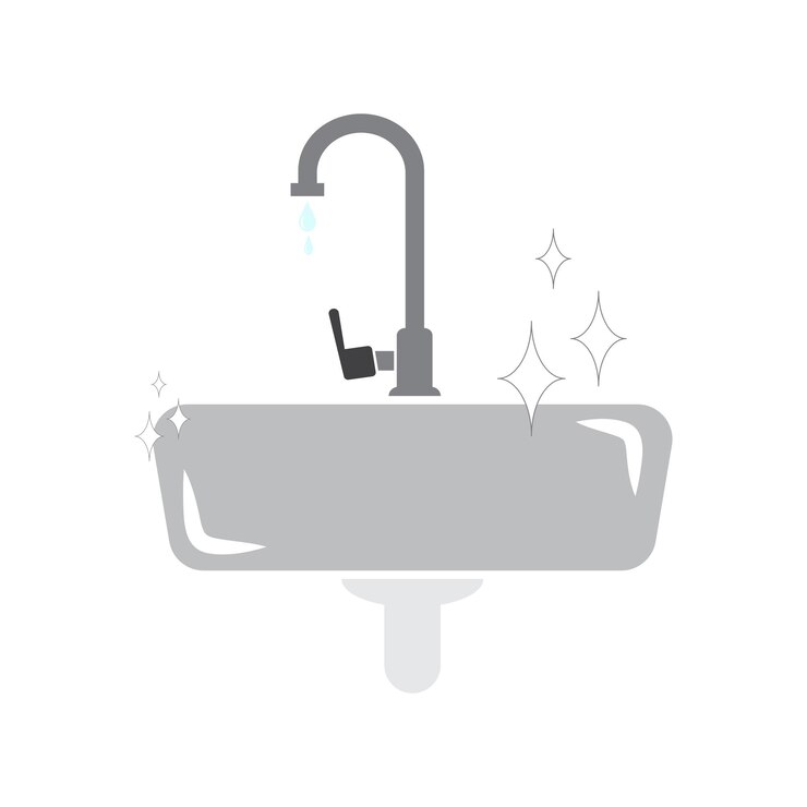 Vector clean washbasin icon kitchen or bathroom sink vector illustration