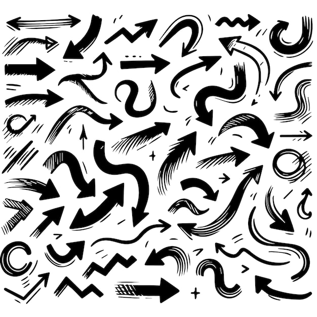 clean white background with sketchy black handdrawn arrows