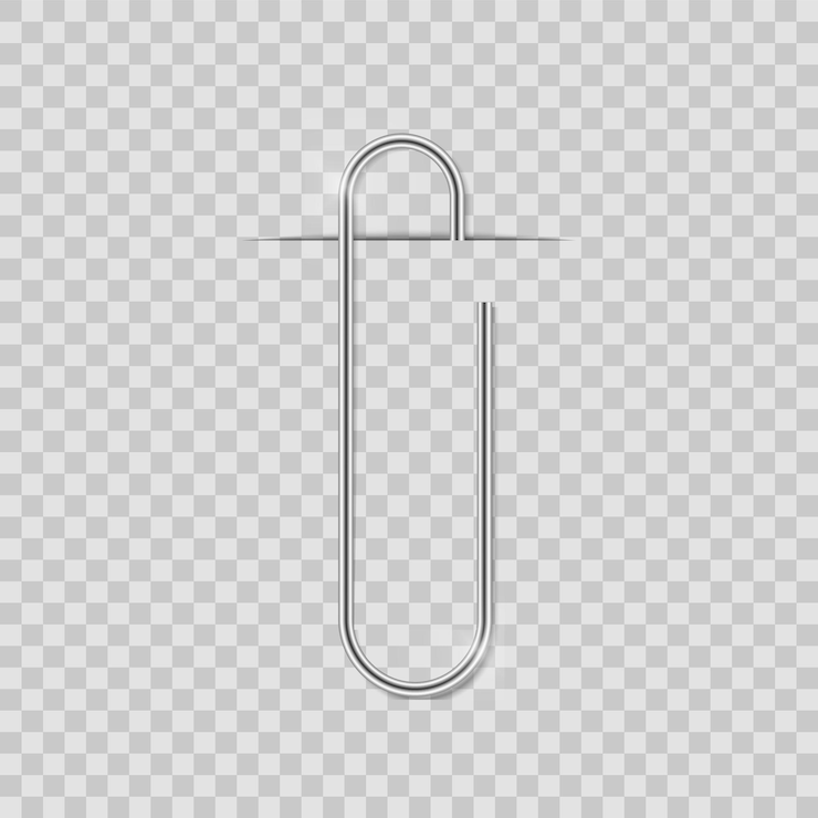 Vector clip set realistic paperclip attach office metal binder with shadow