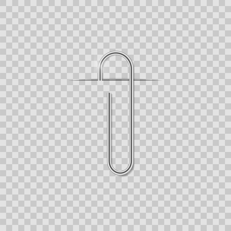 Vector clip set realistic paperclip attach office metal binder with shadow