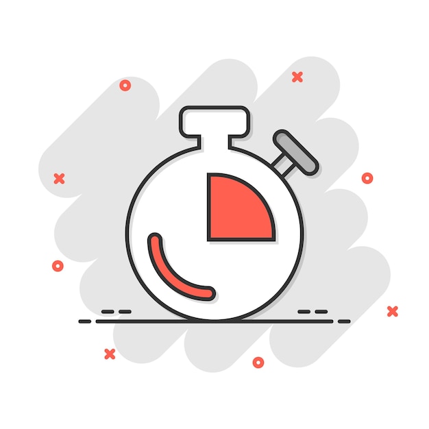 clock icon in comic style watch cartoon vector illustration on white isolated background timer splash effect business concept