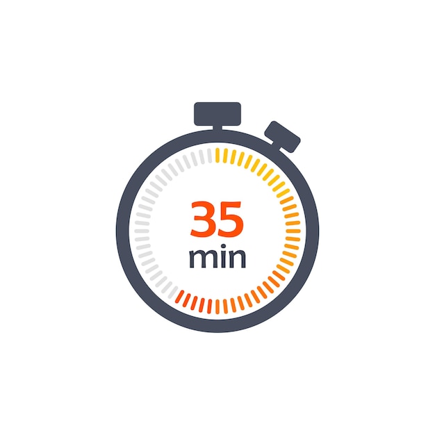 Clock icon vector illustration Timer sign 35 min on isolated background Countdown sign concept