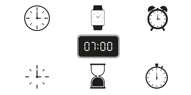 clock icon vector set timer alarm schedule hourglass clock icons stopwatch symbol vector ill