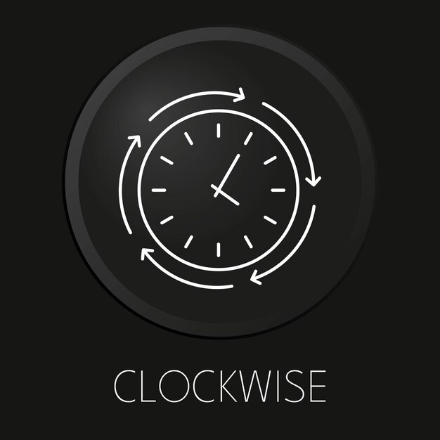 clockwise vector line icon on 3d button isolated on black background premium vector