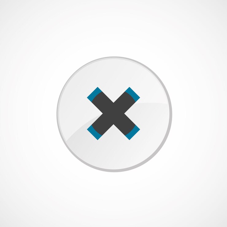 Vector close icon 2 colored, gray and blue, circle badge