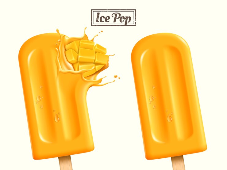 Vector close up look at mango ice pop illustration