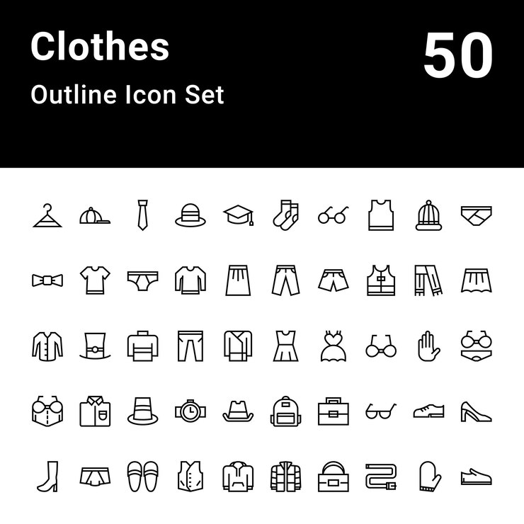 Clothes Outline Icon Set