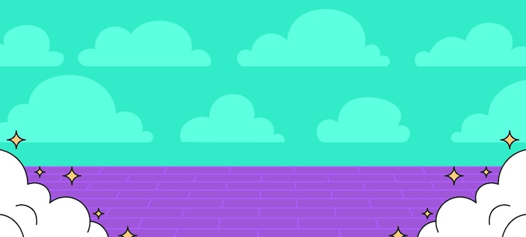 Vector cloud background with purple floor