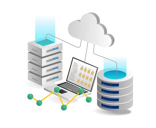 Cloud computing concept Server cloud data Vector illustration