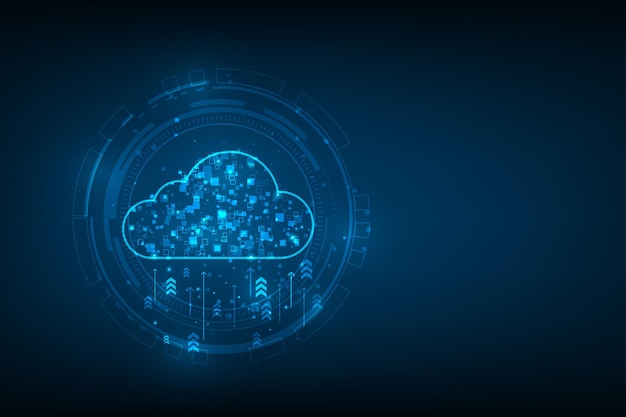 Cloud computing digital technology on blue dark background big data online storage concepts modern