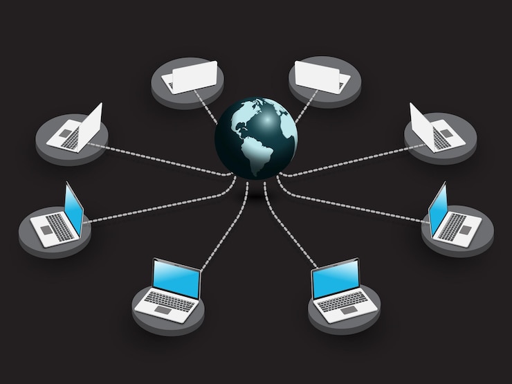 Vector cloud computing network diagram internet concept