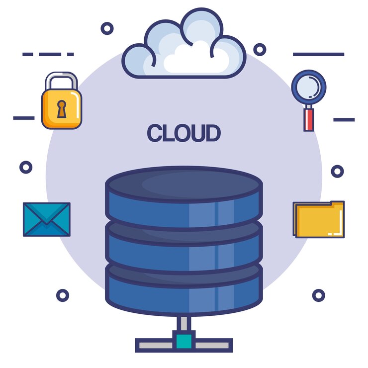 Vector cloud computing set flat icons vector illustration design