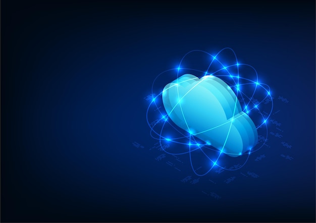 Cloud computing technology background with circuit lines around it representing the technology