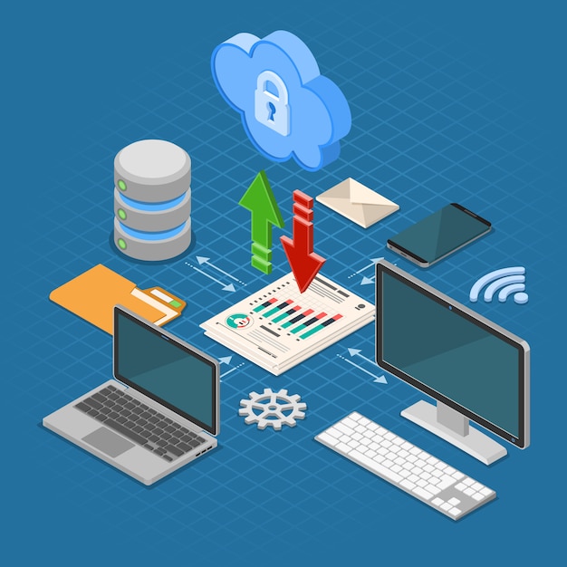 Cloud Computing Technology Isometric