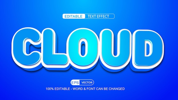 cloud editable text effect vector 3d style