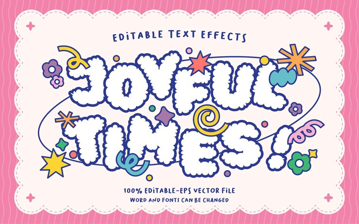Vector cloud joyful times text effects