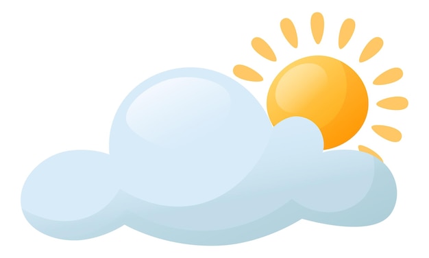 cloud landscape cloud with sun sunny weather with clouds on a white background flat design of cartoon cloud and sun sunset sunrise daytime weather rain clouds with sun