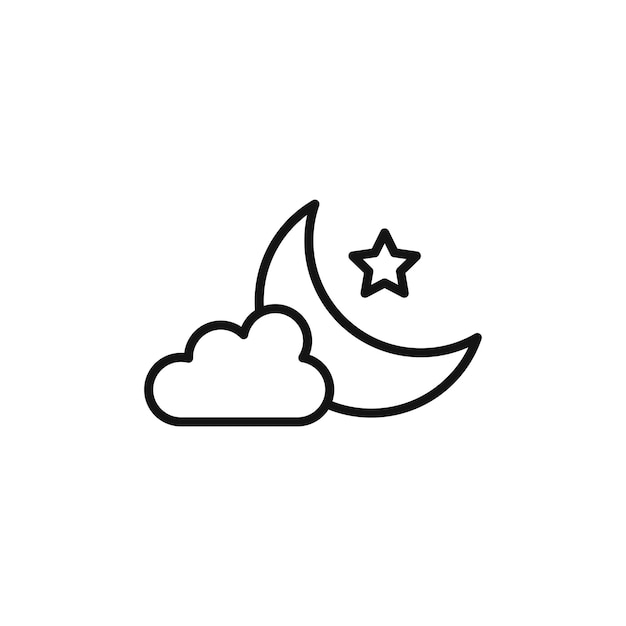 Cloud moon icon set Night time vector symbol Nighttime dream icon in black filled and outlined style