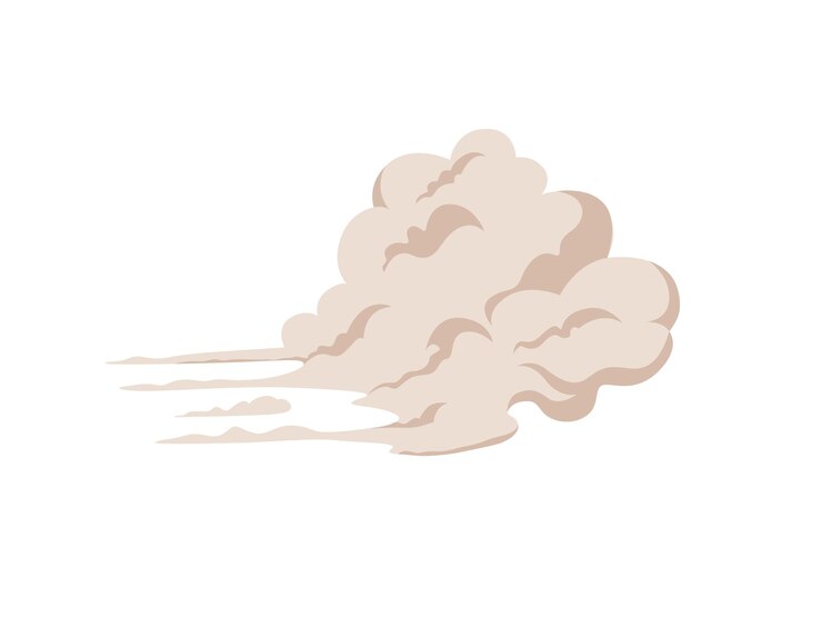 Cloud of dust car exhaust stream smog flow animation of fast motion