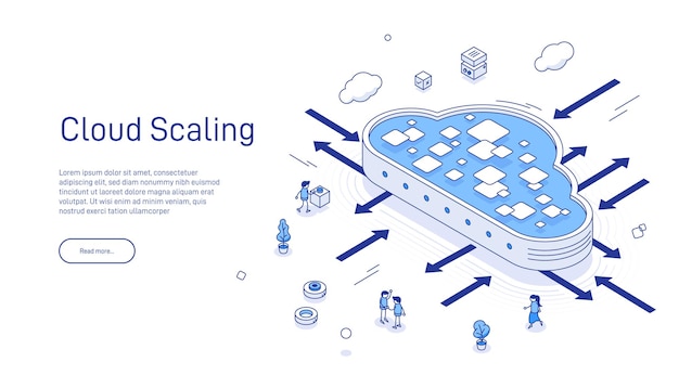 cloud scaling solution concept cloud computing technology is easy handles growing