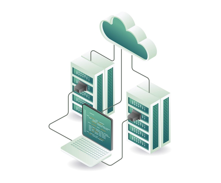 Vector cloud server network concept illustration