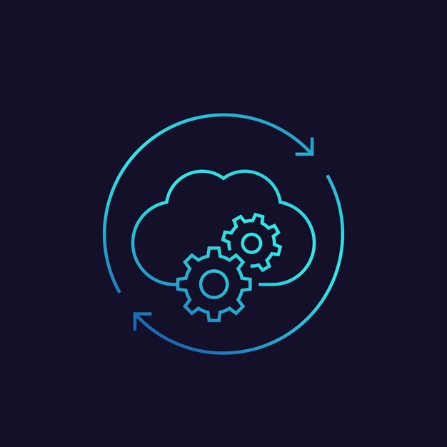 Cloud service settings, configuration line icon