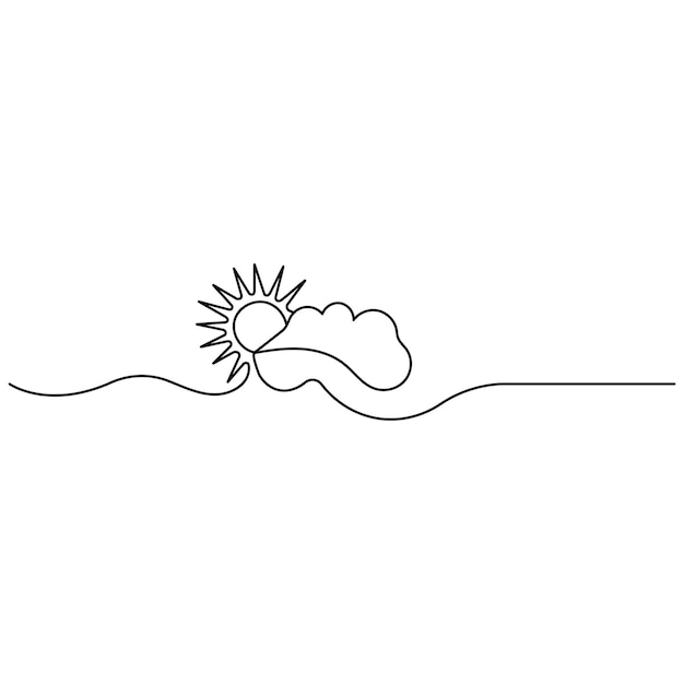 Cloud single line art continuous one line drawing of Isolated outline vector art