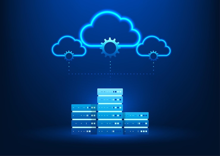 Vector cloud technology background cloudconnected servers representing efficient