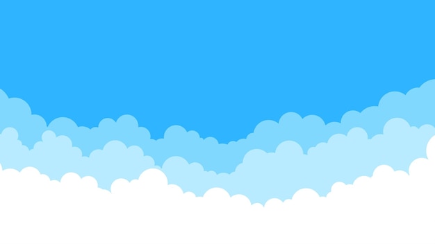Clouds on Blue sky background simple cartoon design Flat style vector illustration
