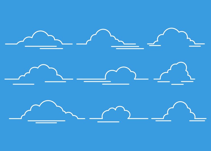 Clouds set hand drawn style minimalist illustration