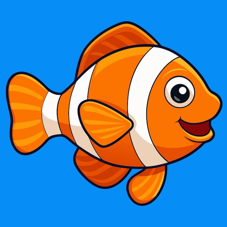 Vector clown fish swimming in the aquarium cartoon vector icon illustration animal fish icon concept isolated premium vector flat cartoon style
