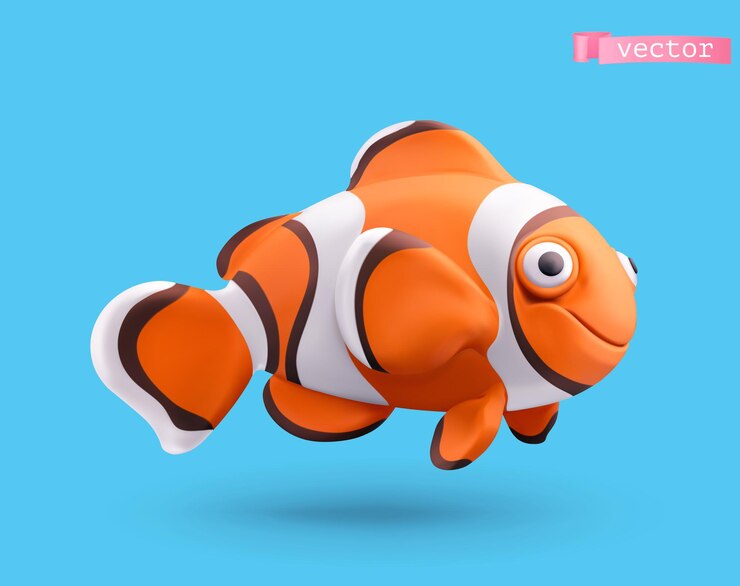 Vector clownfish character in 3d