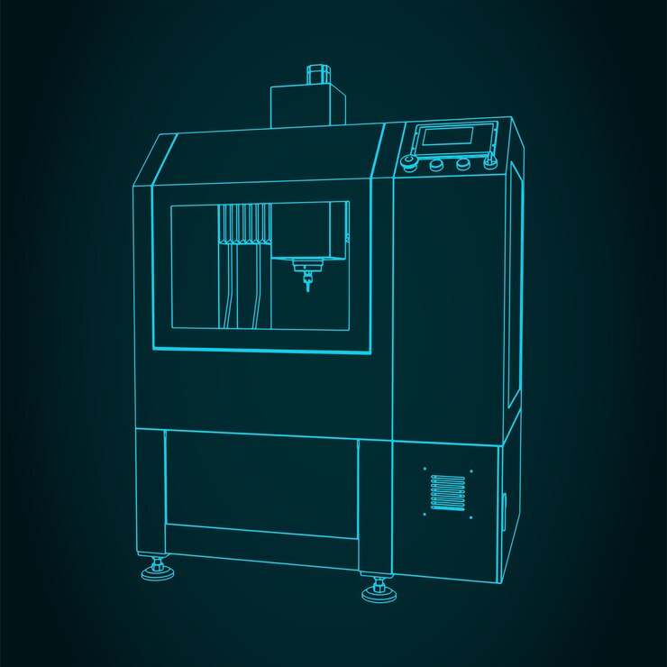 Vector cnc turning milling machine illustration