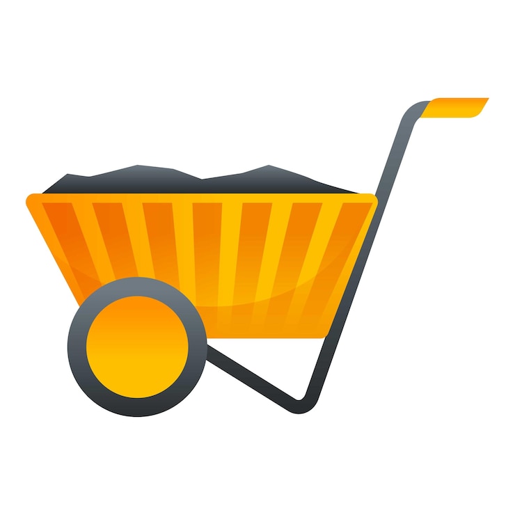 Vector coal wheelbarrow icon cartoon of coal wheelbarrow vector icon for web design isolated on white background